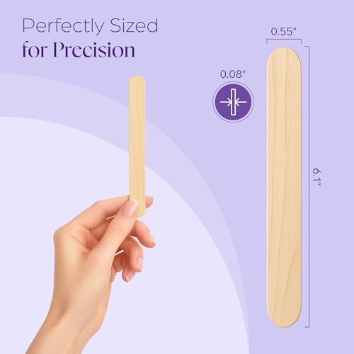 Image of 150 Wooden Wax Sticks for Hair Removal - Popsicle Craft Sticks | 150 birch sticks 6.1 x 0.55 in . splinter-free, unwrapped . waxing, salon & crafts