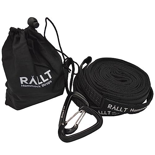 Rallt Ultralight Hammock Straps - Tree Straps W/Wire Gate Carabiners For Portable Outdoor Hiking And Camping Gear - 20Ft Suspension System Kit - 2,000+ Lbs Polyester Straps (Charcoal, 1 Pack) #TOP1