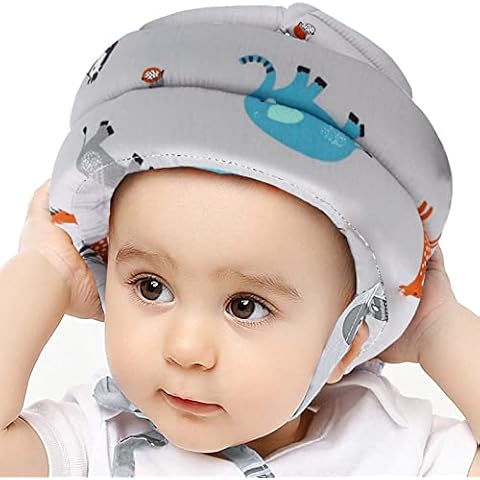 IULONEE Baby Bump Helmet Soft Infant Head Protector Toddler Protective Hat Cotton Adjustable Baby Helmet Crawling Peach Walking(Grey) Cover