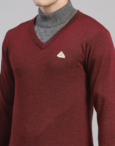 Image of Monte Carlo Shell Solid V Neck Pullover | Warm Woolen Pullover for Men | Soft Comfortable Knitted Winter Wear Sweater for Men's