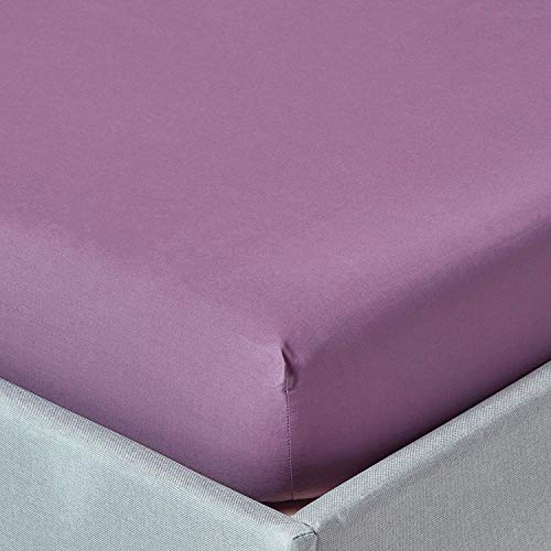 HOMESCAPES Drap-Housse uni Raisin 100% Coton égyptien 200 Fils Matelas épais 140 x 190 cm