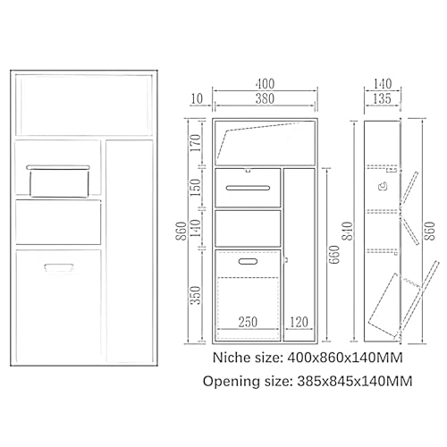 Estante de ducha de acero inoxidable impermeable y resistente al óxido que ahorra espacio para baño, cocina y sala de estar, diseño integrado