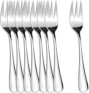 Dylan-EU 8 Pcs Cake Forks 5.5 in Silver Dessert Forks Stainless Steel Pastry Fork for Fruit Cocktail Ice Cream Salad Steak Pizza Noodles