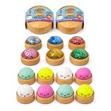 Mystery Dumplings Squishy Buns 1er, 3er, 4er Set – Glitzer & Matt Überraschungsfarbe – 5,5cm Squeeze Toy mit Steamer Box – Anti Stress Ball Knetball Baozi Mochi Büro (1er - Glitzer)