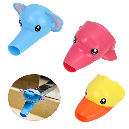 Perfetsell 3 Pcs Extensor Grifo Infantil, Extender Grifo Niños, Grifo Alargador Niños, Grifo Extender Alargador, Extensor Grifo Lavabo, Lindo Grifo en Forma de Animal Para Lavarse Manos
