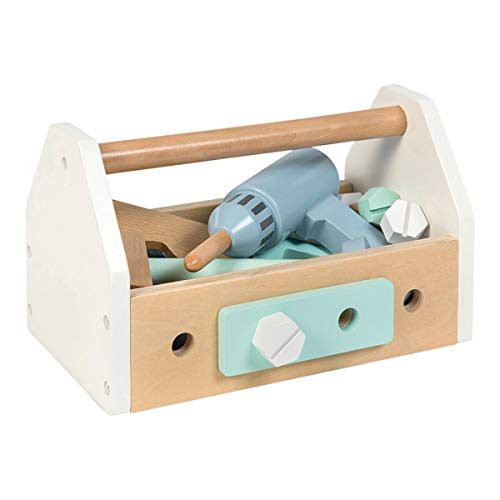 MUSTERKIND Werkzeugkiste - FAGUS weiß/blau/Mint aus Holz