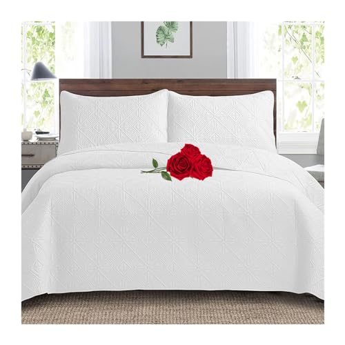 Colcha blanca cama 180 de microfibra ultrasónica 240x260 con fundas 2