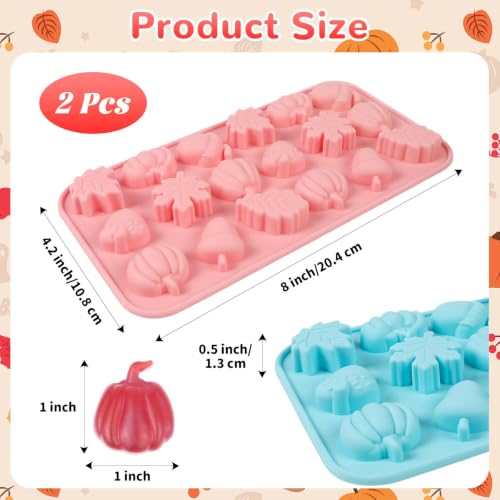 Image of 2 Pcs Thanksgiving Silicone Molds, Thanksgiving Chocolate Molds, Fall Pumpkin Maple Leaf Acorn Mold for DIY Cake, Chocolate, Candy, Jelly, Wax Melt, Ice Cubes