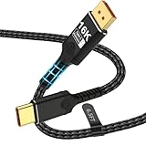 Displayport to USB C Bidirectional USB C to DisplayPort 2.1 Cable Support 16K@60Hz 8K@120Hz Resolution Braided Thunderbolt 5 Compatible with MacBook Pro/Air, Galaxy S25, iPad Pro, XPS 17, 6.56FT