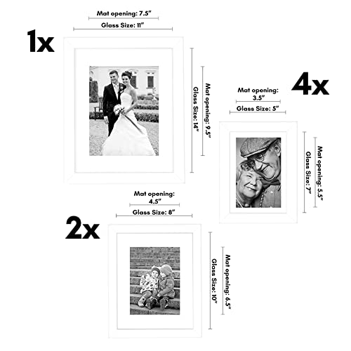 Americanflat 7 Piece White Collage Picture Frames For Wall And Tabletop - One 11X14, Two 8X10, And Four 5X7 Frames - Gallery Wall Frame Set With Shatter-Resistant Glass, Hanging Hardware And Easel #TOP1