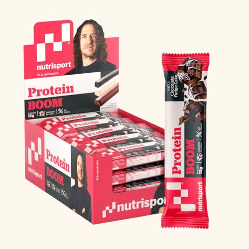 NUTRISPORT – Barritas Proteína Protein BOOM | Suplementos Deportivos | Proteínas para masa muscular con Vitamina C | Energy Protein Bar (24 unidades, Chocolate)