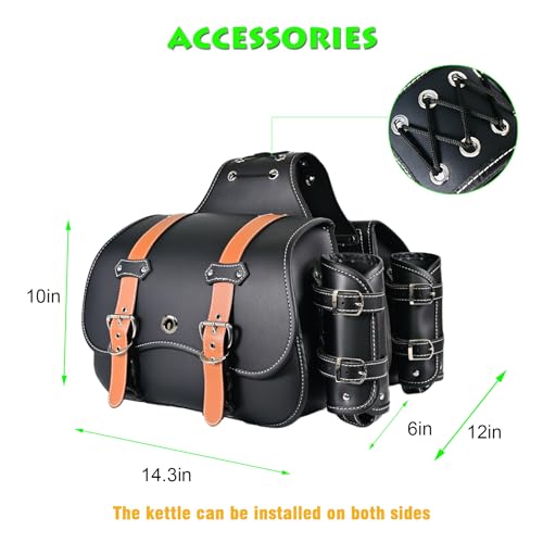 KZNI Motorcycle Saddlebags|Throw Over Saddle bags|Pvc Faux Leather Side Tool Bags with cup holder|Storage Tool Bag for Motorbike|Universal Motorcycle Accessories|Waterproof|1Pair|two-color belt| L by KZNI - Image 6
