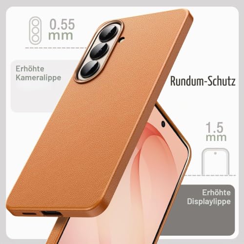 JETech Vegane Lederhülle für Samsung Galaxy S26, Braun – Ansicht 6