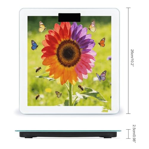 Báscula digital de baño con diseño girasol multicolor miniatura 2