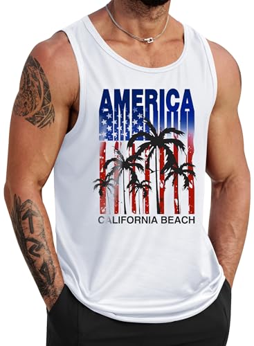Image of VOGSTART Mens Hawaiian Beach Tank Tops Summer Vacation Muscle Top Graphic Sleeveless Shirts (S-3XL)