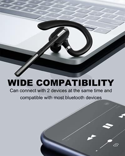 Dechoyecho Bluetooth Headset V5.1, Wireless Headset with Battery Display Charging Case, Bluetooth Earpiece with Noise Canceling Mic for Driving, Office and Business,Compatible with Cell Phone and PC