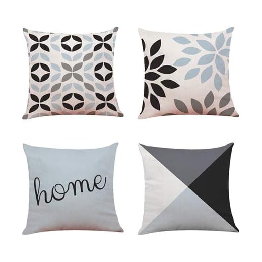 Throw Pillow Covers for Couch,4 Pack,Natural Linen Look Fabric,Modern Geometric Patterns,Decorative Sofa Square Cushion Pillow-Cases,18 x 18 inch,Black