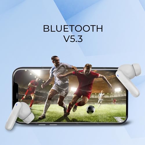 Image of RD WS-80 ZENIC Wireless in Ear Earbuds 15mm Drivers, 62 Hours Playtime, Upto 75ms Low Latency for Gaming, IPX5, Bluetooth 5.3, ENC Noise Cancellation, Smooth Touch Controls White