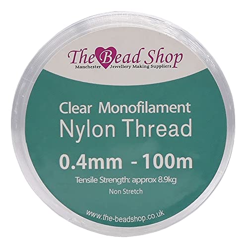 0,4 mm durchsichtiger Nylonfaden, unsichtbarer Faden, durchsichtiger Nähfaden, Dekoration zum Aufhängen, Nicht dehnbar, Zugfestigkeit ca. 8,9 kg (0,4 mm – 100 m Spule)