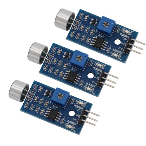 Heevhas 3PCS Alta sensibilidad interruptor de control de sonido Sensor de detección de voz Módulo de sensor de sonido del micrófono 3,3 V-5 V kit de bricolaje