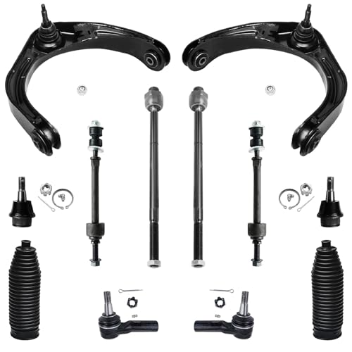 Detroit Axle - Front End 12pc Suspension Kit for 2006 2007 2008 Dodge Ram 1500, 2 Upper Control Arms 2 Lower Ball Joints 4 Tie Rods 2 Boots 2 Sway Bar Links Replacement