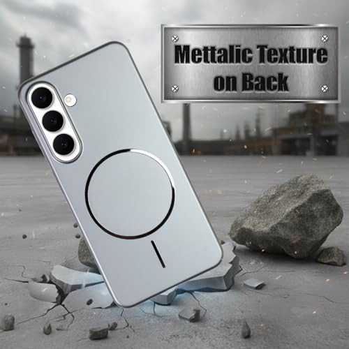 Image of AIBEX Ultra-Thin Mag-Saf Back Cover Case Compatible with Samsung S25| Slim Fit Scratch-Resistant Matte | Magnetic Wireless Charging | Microfibre Lining | Camera Protection (PC Material) - Silver
