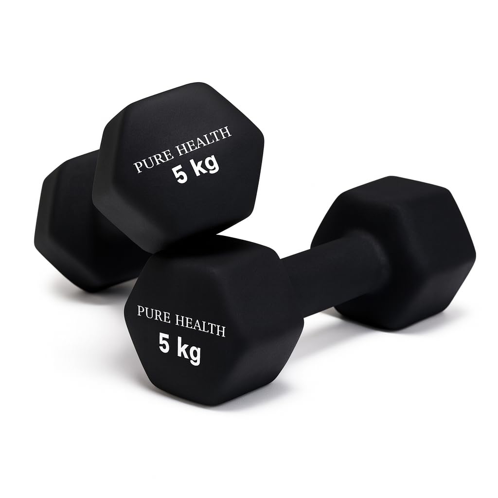 Neoprene Dumbbell Hand Weights Pair Home Exercise for Women Men Arm Pilates Dumbbells in 1kg 1.5kg 2kg 3kg 4kg 5kg 8kg 10kg Set (Black (5KG, Pair))