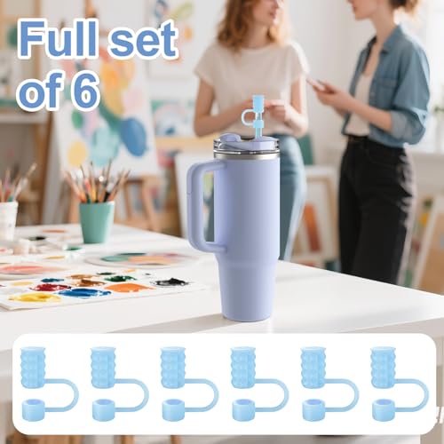 YOTIME 6Pcs Silicone Straw Covers Cap, 10mm Straw Toppers for Stanley - image 6
