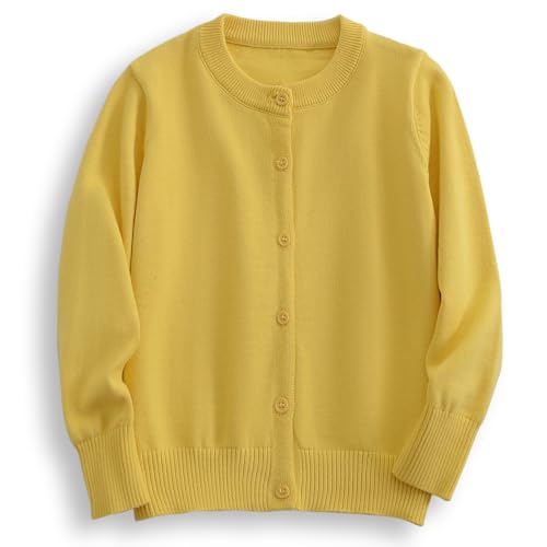 ACESTAR Boys Girls Cardigan Sweater Cotton School Uniforms Solid Kids Long Sleeve Button Down Sweaters Knit Tops, 3T-12Years