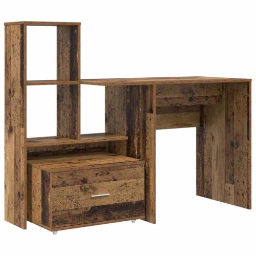 Bureau moderne en bois avec bibliothèque intégrée 131,5x50 cm
