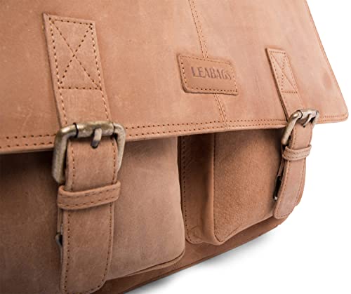 Leabags Cambridge Leather Shoulder Bag | Laptop Bag Up To 15 Inches | Messenger Bag Made Of Genuine Buffalo Leather With Vintage Look | Leather Bag | Shoulder Bag | 15X4X12Inches #TOP7