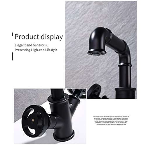 Grifo de baño negro corto que evita salpicaduras en lavabos pequeños 7
