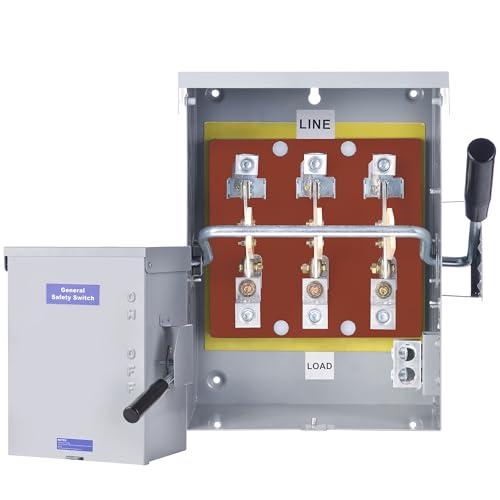 100 Amp Disconnect Switch Box 120/240V 3 Pole Heavy Duty Safety Switch with Ground Multi-Safety Protection Design Non-Fusible Galvanized Steel Enclosure NEMA 3R Standards for Indoor and Outdoor