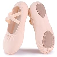 Acfoda Ballet Shoes Girls Canvas Dance Slippers Split Leather Sole Ballerina Gymnastics Flats for Kids Women