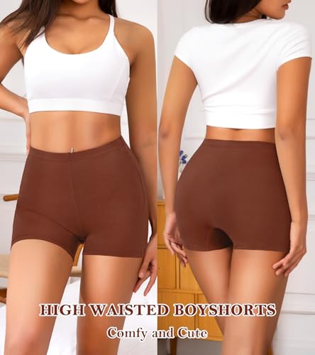 J-pone Womens Boyshort Underwear Cotton High Waisted Boxer Shorts Briefs Full Coverage Stretch Boy Shorts Panties Multipack2