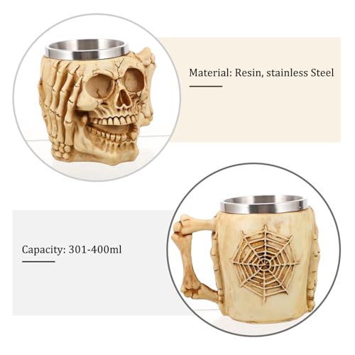 Taza de cerveza de calavera COLLBATH de acero inoxidable resistente 7