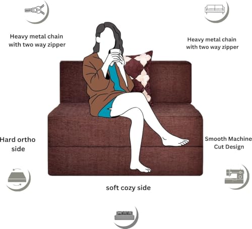 Image of Convertible Sofa Chair Bed, 3-in-1 Sleeper Chair with Foldable Design, Modern Upholstered Lounge Accent Chair, Space Saving Single Sofa Bed for Living Room, Bedroom & Small Spaces (Brown (FA106))