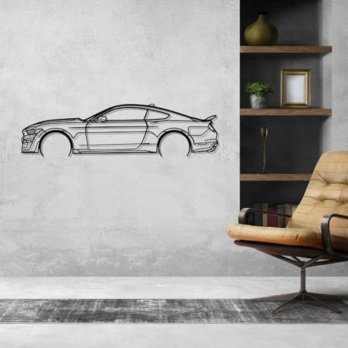Image of Herrlich Homes Mustangg Car Metal Wall Art | Metal | Easy to Hang | Car lover Gift | Classic Silhouette Metal Wall Decor | 70 cm