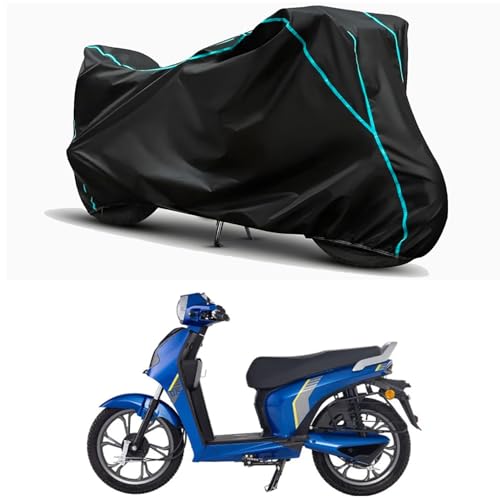 Image of Waterproof Bike Body Cover Compatible for | BGa D15 | Taffeta Fabric, Sky Piping Design, Bottom Elastic Fit | Dustproof, Sun UV & Rain Protection for All Weather.