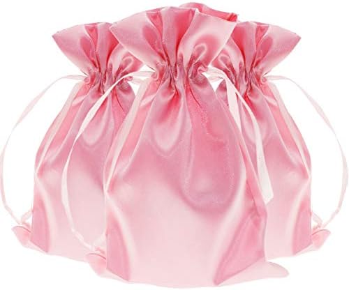6" x 9" Pink Satin Gift Bags, Jewelry Bags, Wedding Favor Drawstring Baby Shower Christmas 50 per Pack