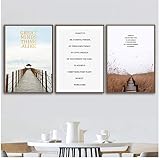 Style nordique Art Peinture Champ De Blé Chemin Bord De Mer En Bois Pont Photos Mur Impression Sur Toile Poésie Citations Affiche Chambre Décor À La Maison-50x70x3 Pcscm Pas De Cadre
