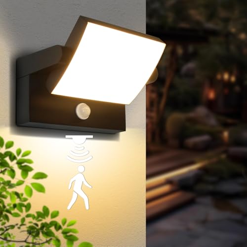 Angestlite Motion Sensor Outdoor Light Black 350 °Rotatable 18W 1980LM Modern Porch Light IP65...