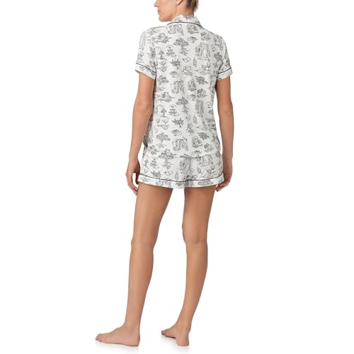Image of kate spade new york Short Sleeve Brushed Jersey Notch Boxer Pajama Set