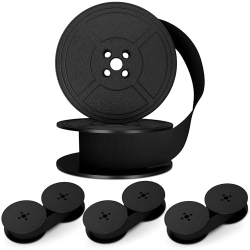 4 Pairs Typewriter Ribbon - Black Typewriter Ink Ribbon with 0.2 Inch/5mm Central Aperture, Durable Twin Spool Replacement - Reliable Print Quality, Compatible with Most Typewriters