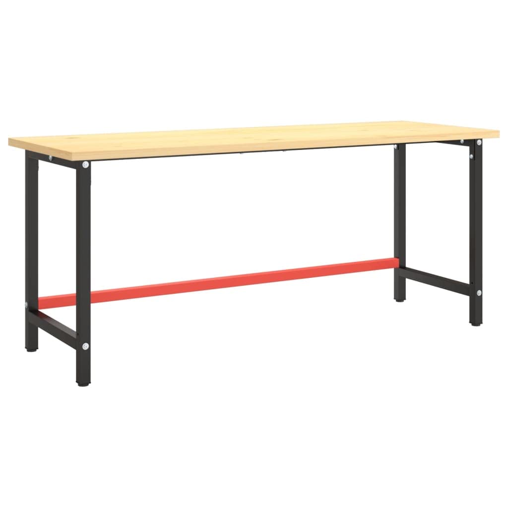 Marco de banco de trabajo (180 x 57 x 79 cm, metal), color negro y rojo mate