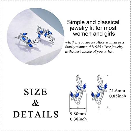 Butterfly Climber Earrings Sterling Silver Blue Butterfly Infinity ear Cuff Wrap Crawler climber Stud earrings for Women Girls