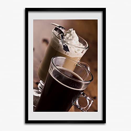 Tableau moderne Tulup 50x70 cm pour habiller un mur blanc avec cadre MDF Café Frappe
