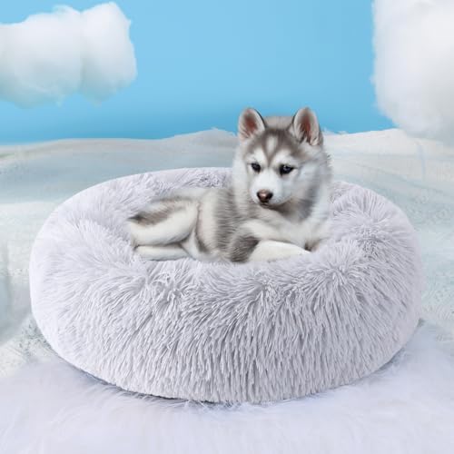 HYQ-Small-Dog-Bed-Pet-Beds-for-Small-Dogs-Cat-Beds-for-Indoor-Cats-Fluffy-Faux-Fur-Plush-Small-Dog-Bed-Washable-Puppy-Bed-with-Anti-Slip-Bottom-Dog-Bed-Small-Size-Dog-Light-Gray-20-Inch