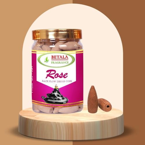 Image of Betala Fragrance 2 in 1 Backflow Dhoop Cones, Chandan & Rose Flavour Backflow Incense Cones, 2 Packs of 100 Pcs Back Flow Cones (Sandal & Gulab)
