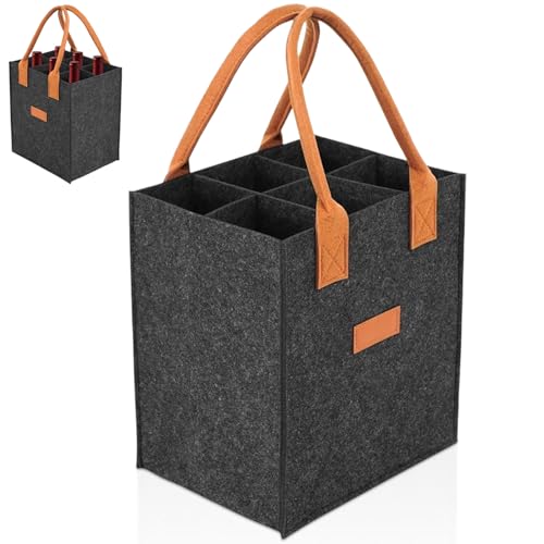 Filz ​​Flaschenträger 6 Flaschen mit Trennwänden, Faltbare...